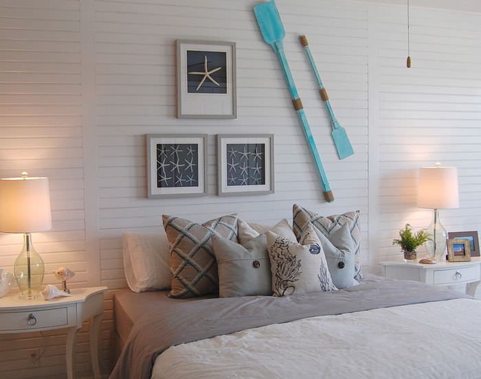 Schlafzimmerdesign im maritimen Stil