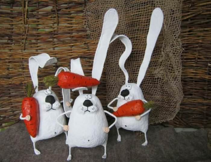 צלמיות דקורטיביות של ארנבות נייר לעיצוב פנים