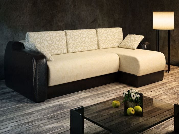 Kombination aus grauem Laminat mit Möbeln