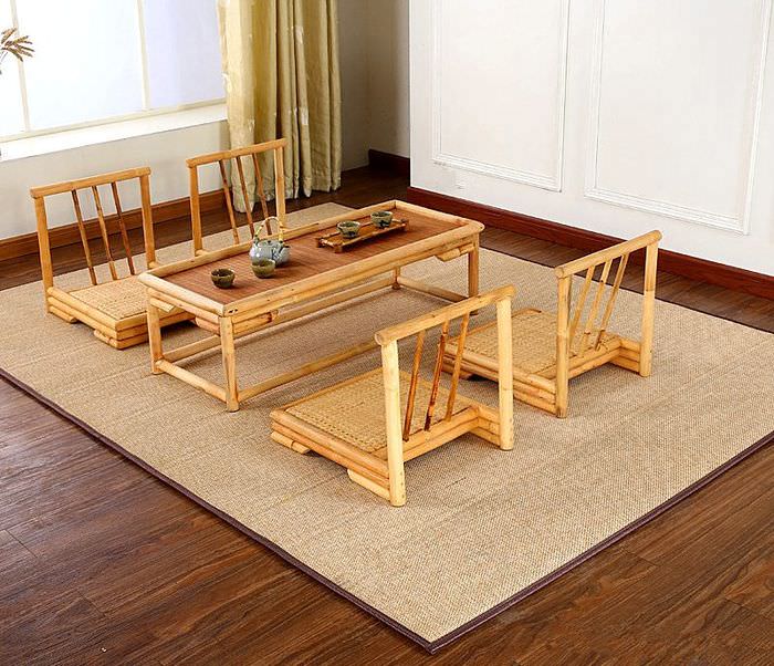 Bambus tæppe i det indre af rummet i japansk stil