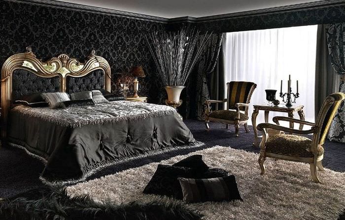Let tæppe i soveværelset i gotisk stil
