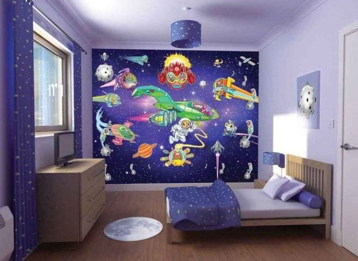 Дизайн на тапет за голяма детска стая за момче