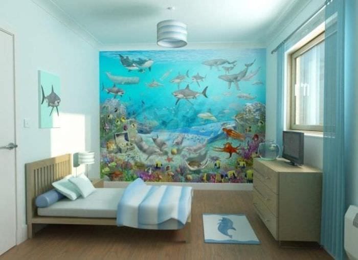 Снимка на тематичен тапет за декорация на стени в детската стая за момче