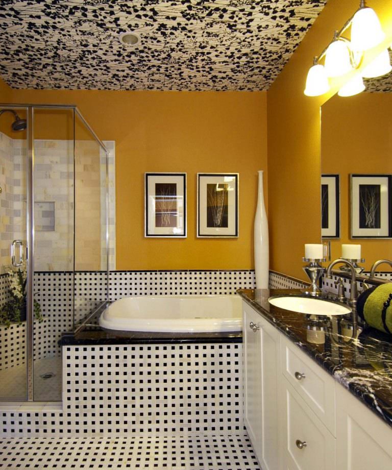 Διακόσμηση των τοίχων του μπάνιου με κίτρινο χρώμα