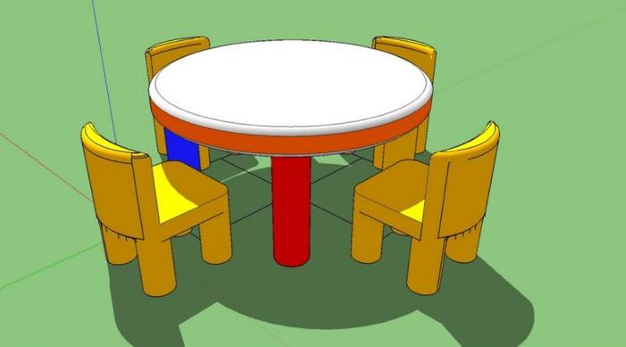 דגם תלת מימד של רהיטי ילדים בתוכנית ScetchUp
