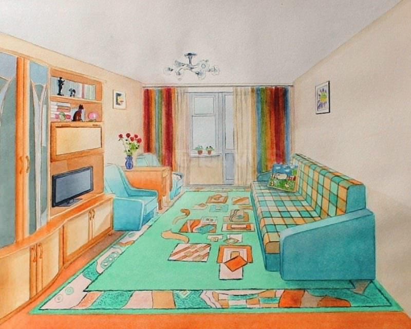 Proiectarea desenată a holului într-un apartament cu două camere