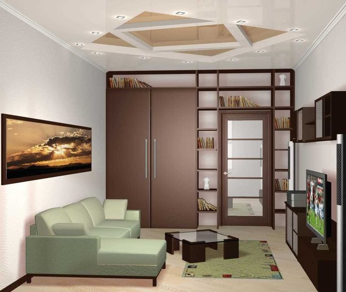 ett alternativ för modern design av ett vardagsrum på 17 kvadratmeter