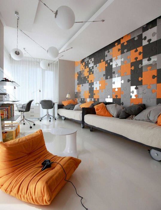 Moderný dizajn obývačky v štýle fúzie