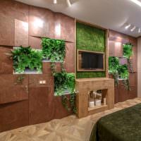Stenová výzdoba spálne s izbovými rastlinami