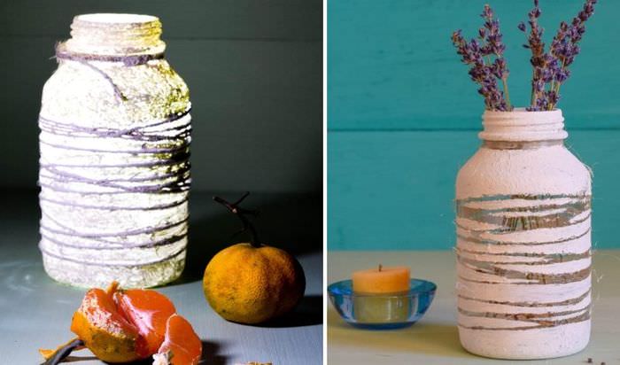 DIY dekorativ vas från en vanlig glasburk