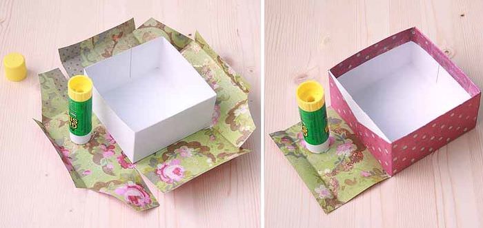 הדבקת קופסת קרטון עם נייר מתנה