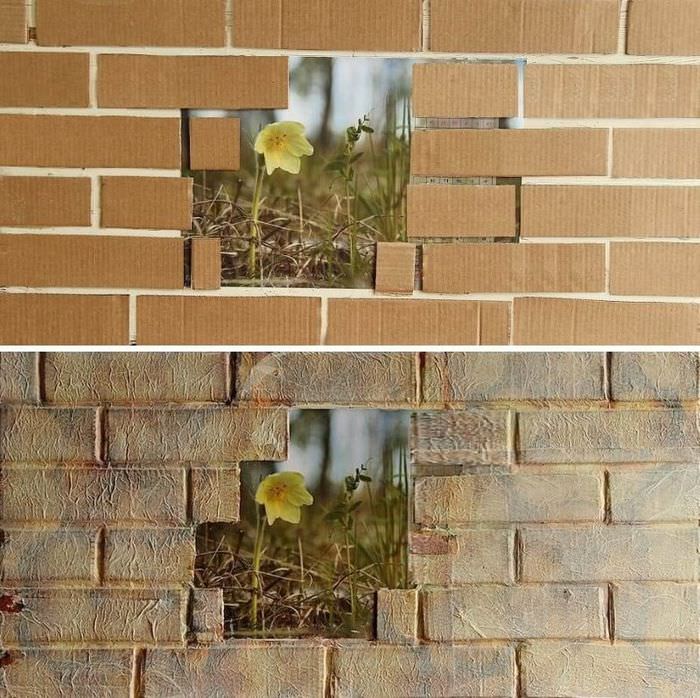 DIY διακόσμηση τοίχου για παλιά τούβλα