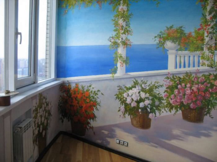 Decorare perete balcon cu pictură de artă