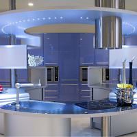 Лилава кухня в необичаен дизайн