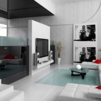 Černá barva v obývacím pokoji v minimalistickém stylu