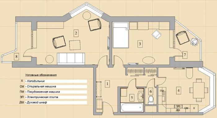 Skematisk diagram over en typisk undertrøje i et hus i serien 44t