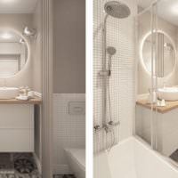 Design af et kombineret badeværelse i et kopeck -stykke