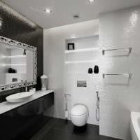 ideen om et smukt badeværelsesdesign i et lejlighedsfoto