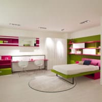 design av en ett-rums lägenhet med ett barns fotoidéer