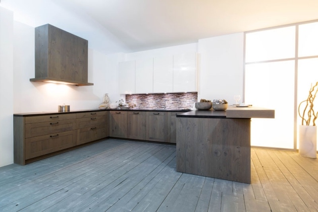 Hjørne køkken massivt træ design køkkenmøbler linjer-høj kvalitet udseende