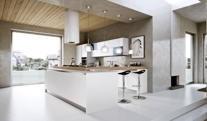 moderne-køkken-hvid-mat-madlavning-ø-l-form-træ-køkkenbord