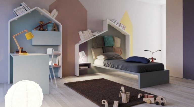 design børneværelse moderne stilfuldt kreativt design grå møbler