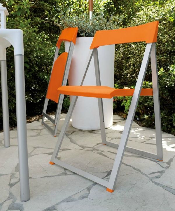 Moderne pladsbesparende møbelhave o & amp; g aluminium klapstol orange ryglæn