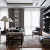 Modern nappali belső tér klasszicista stílusban