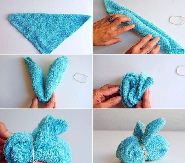 Påskegaver gør ideer selv håndklæde fold kanin elastik