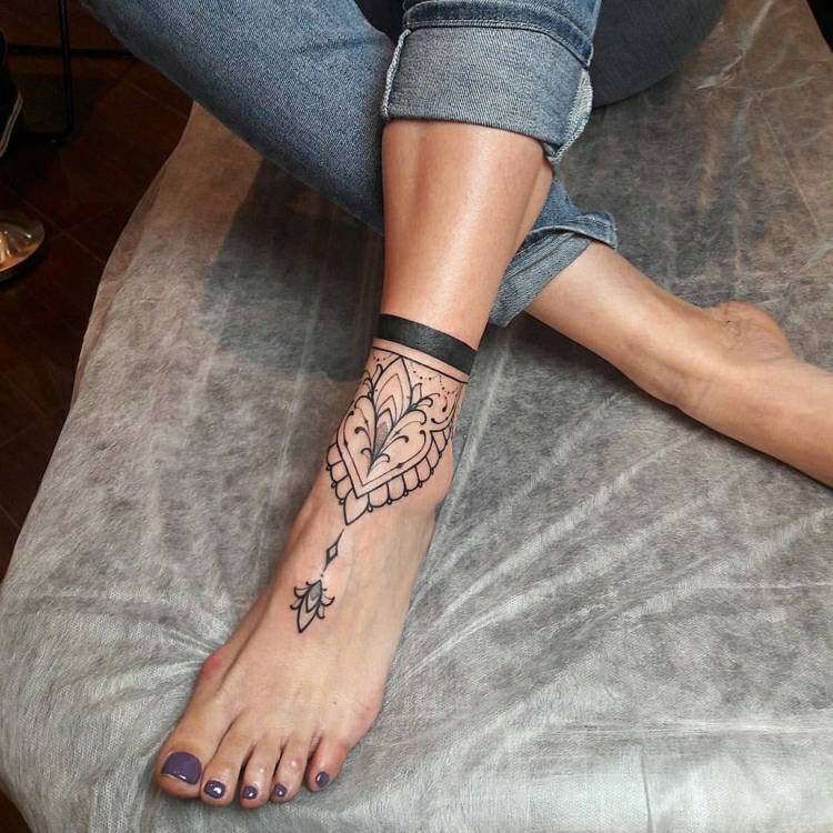 Fodtatovering Mandala Ankel Tattooiden Kvinde-