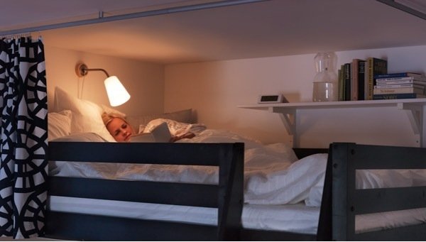 høj seng design Ikea opbevaringsplads