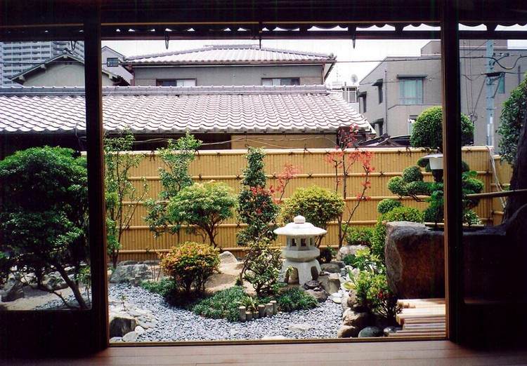 lille japansk haveplantning dekoration hegn bambus