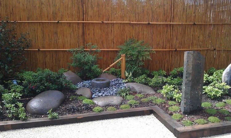lille japansk have design idé plante springvand