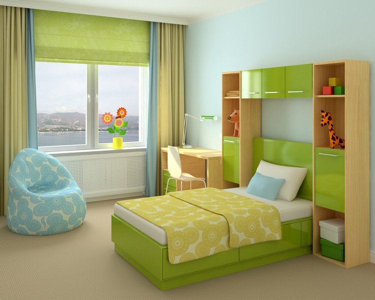 små-børneværelse-møblering-møbler-hylder-over-seng