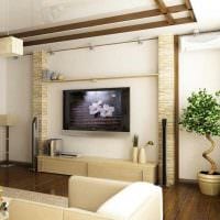 představa krásného designu obývacího pokoje s dekorativními trámy foto
