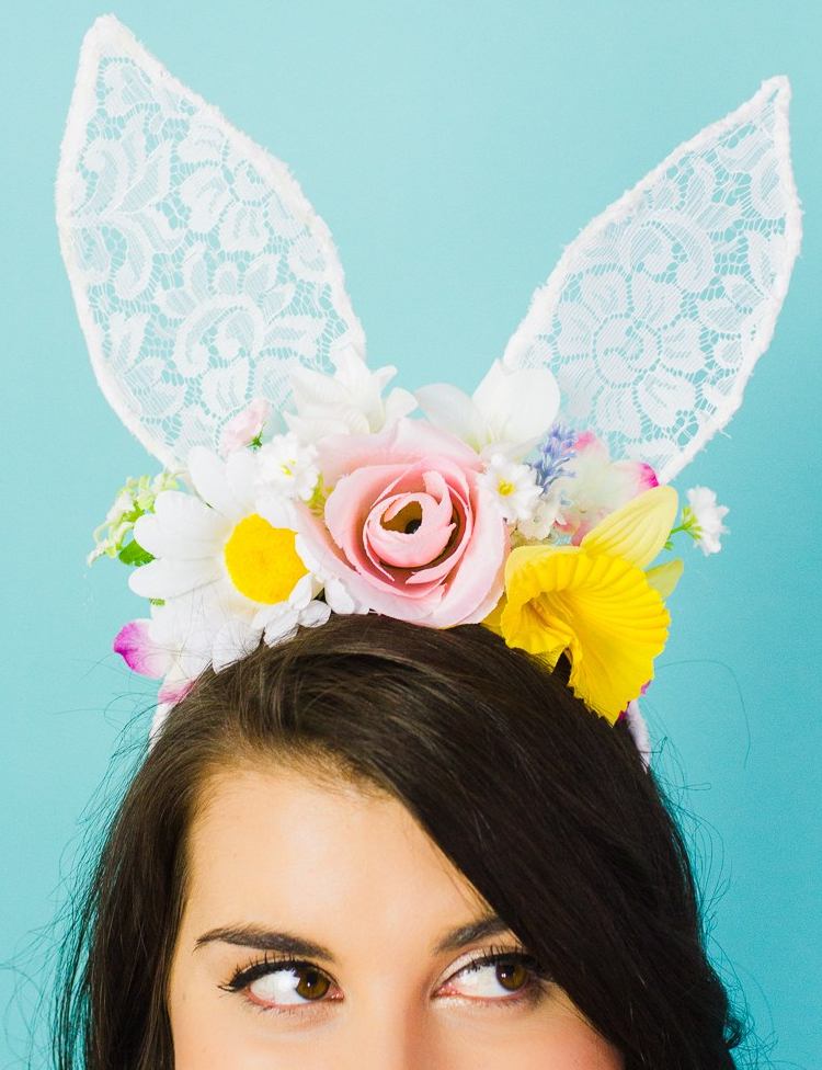 Tinker hovedbånd til karneval kaninører blonder stof blomster