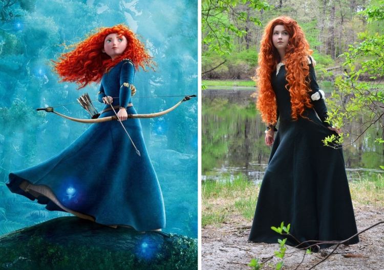 kostume-karneval-film-merida-rødhåret-lang-kjole