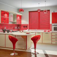 Modern konyha design piros színben