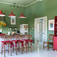 Vihreät seinät keittiössä Provencen tyyliin