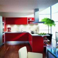 kombinere rødt med andre farger i innredningen av leilighetsbildet