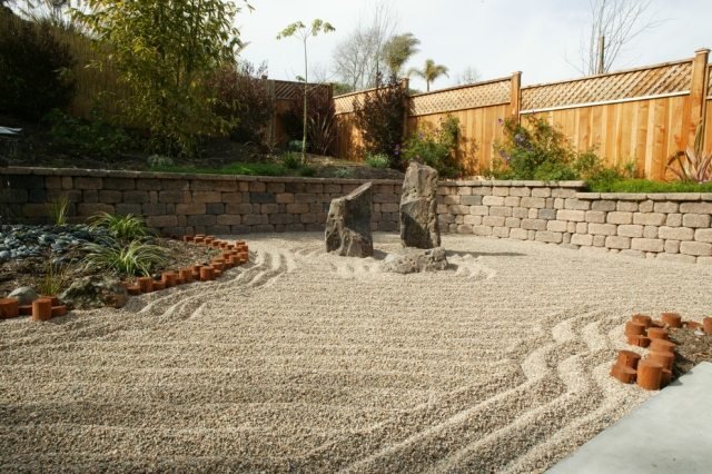 sand i haven design ideer japanske stil sten