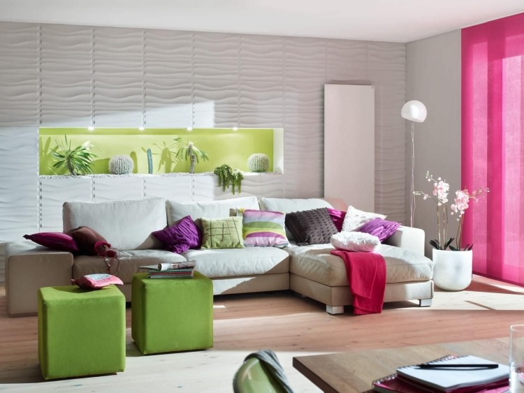 Vægdesign i stuen -3d-vægpaneler-lys grå-moderne-KALLE