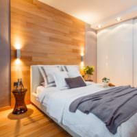 Vægbelysning med laminat i soveværelset