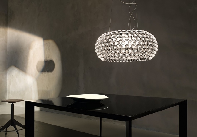 Caboche Foscarini hængende lampe-hvid satineret lampeskærm design
