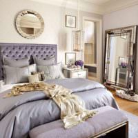 Lavendelskygge i designet af et klassisk soveværelse