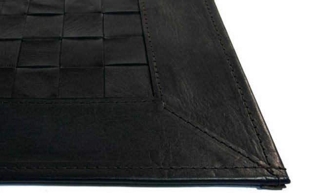 naturtex tekstilprodukter læderimiteret læderformat tæppe sort-aspen