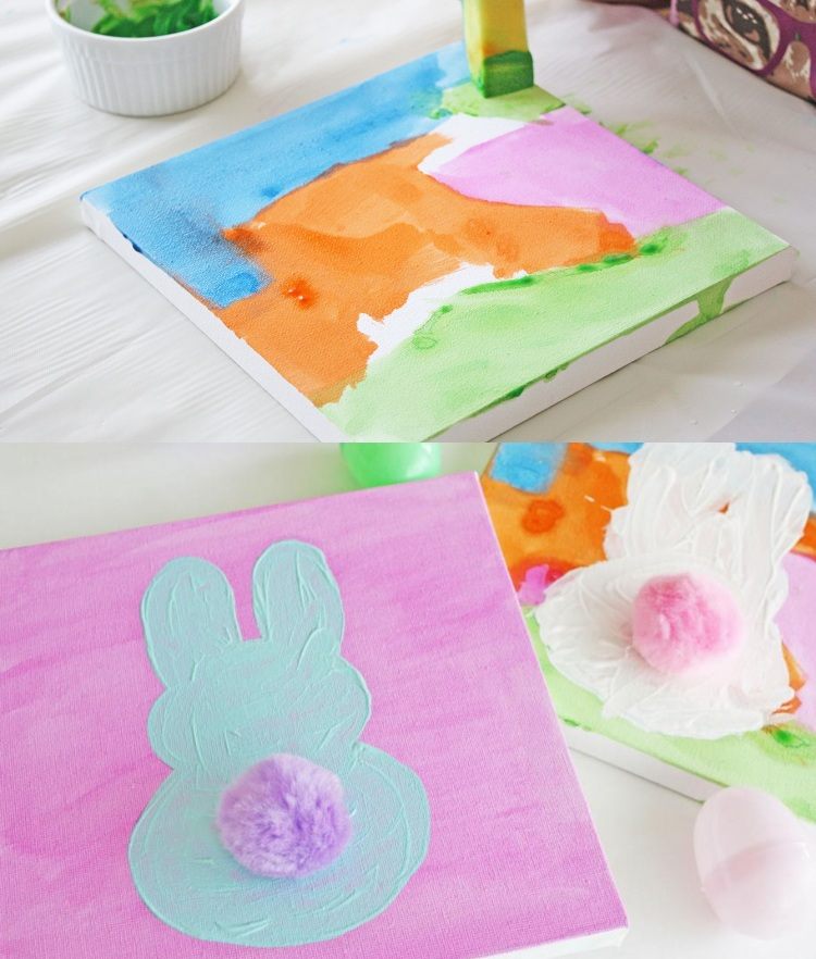 Maleri lærred med påskehare ideer til børn