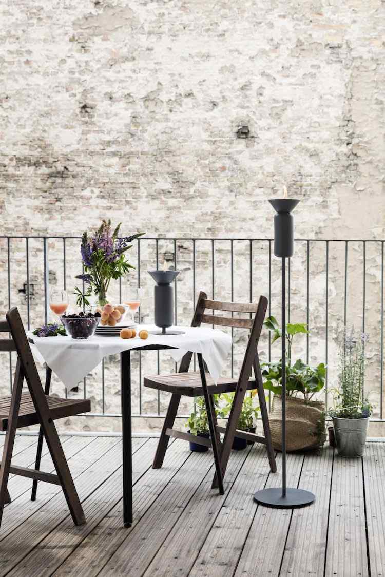 Lys i haven -olie-lampe-design-sta% cc% 88nder-terrasse-udendørs-sort