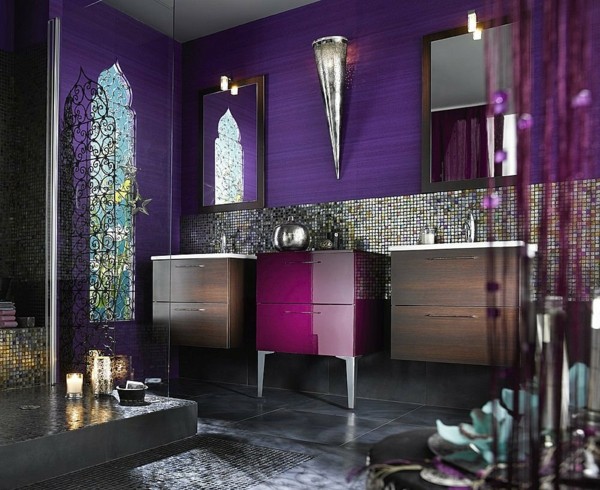 moderne farve - lilla badeværelse - eksotisk