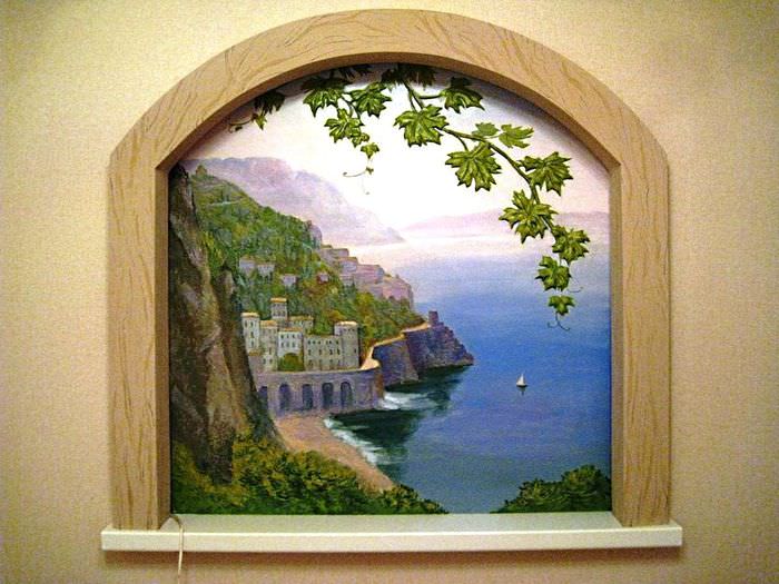 Imitația unei ferestre cu vedere la mare